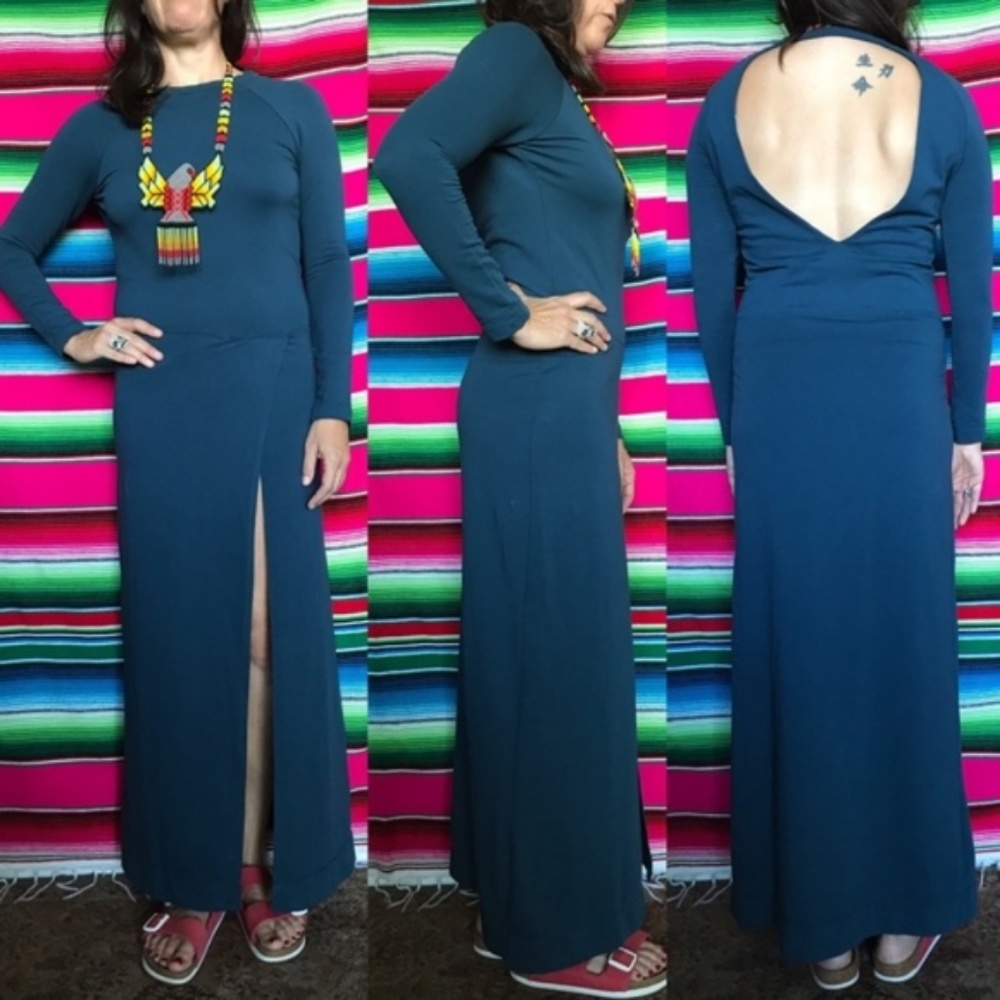 Anthro Skin Worldwide Open Back Slit Maxi Dress